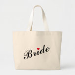 Bride Wedding Brautparty Junggeselinnen-Abschied Jumbo Stoffbeutel<br><div class="desc">Schönes,  elegantes Schwarz-Weiß-Typografie-Skript,  rotes Herz,  stilvoll,  vielseitig,  trendig,  haltbar,  100% Baumwolle Jumbo Tote Tasche für die Braut für Brautparty,  Junggeselinnen-Abschied,  Hochzeit.</div>