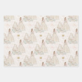 Bride Wedding Cake Gold Glitzer Geschenkpapier Set (Vorderseite 3)