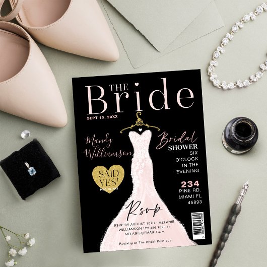 Bride Wedding Dress Brautparty Magazine Cover I Einladung