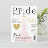 Bride Wedding Dress Brautparty Magazine Cover I Einladung (Stehend Vorderseite)