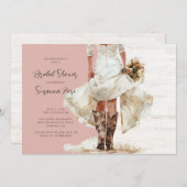 Bride Wedding Dress Cowgirl Boots Brautparty Einladung (Vorne/Hinten)