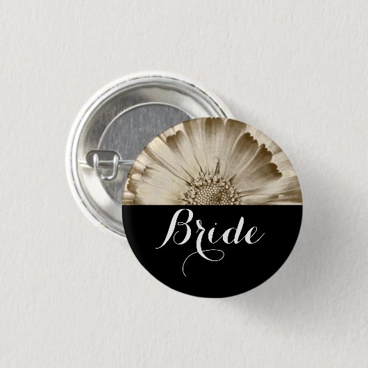 Bride Wedding Gold Daisy Button (Vorne & Hinten)