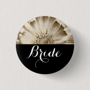 Bride Wedding Gold Daisy Button
