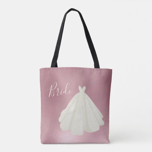 Bride Wedding Gown Script Pink Metallic Tasche (Rückseite)