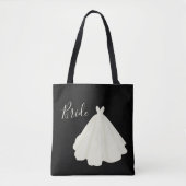 Bride Wedding Gown Script Schwarz-weiß Chic Tasche (Vorderseite)
