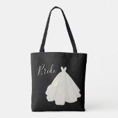 Bride Wedding Gown Script Schwarz-weiß Chic Tasche (Rückseite)