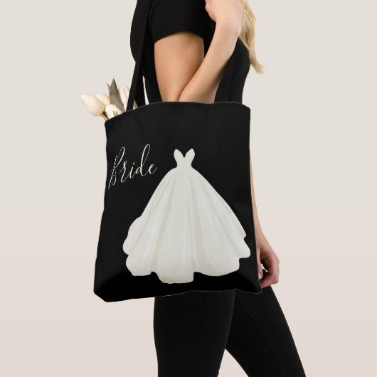Bride Wedding Gown Script Schwarz-weiß Chic Tasche (Von Nahem)