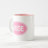 Bride Wedding Oval Pink Zweifarbige Tasse (Vorderseite Links)