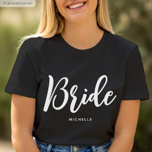 Bride Wedding Personalisiert Name Schwarz-weiß T-Shirt