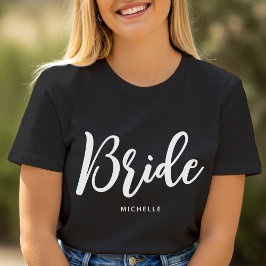 Bride Wedding Personalisiert Name Schwarz-weiß T-Shirt