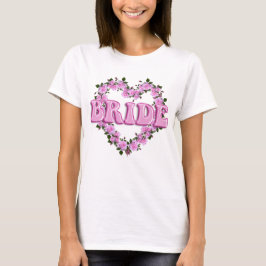 Bride Wedding Pink Heart Rose T-Shirt