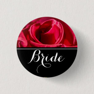 Bride Wedding Rote Rosen Button