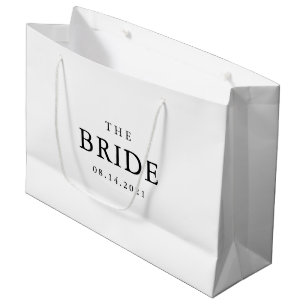 Bride Wedding Simple Classic Black and White Große Geschenktüte