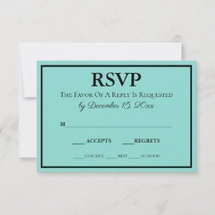 Bride & Wedding Suite Modernes Aquamarines Blue RSVP Karte