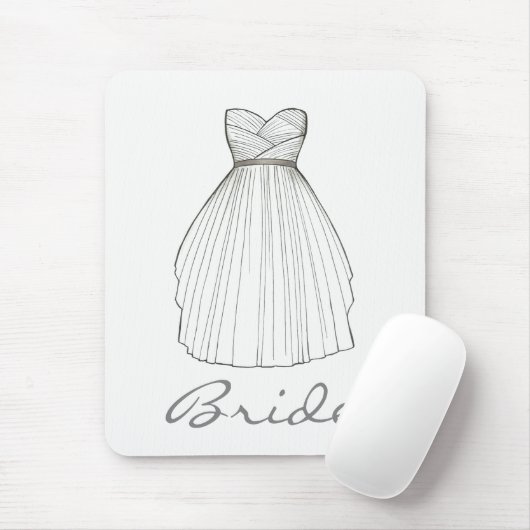 BRIDE White Bridal Gown Wedding Princess Dress Mousepad (Mit Mouse)
