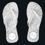 Bride - White Glitter and Diamonds  Badesandalen<br><div class="desc">Beautiful and very elegant looking Flip Flop Shoes with faux diamonds on a faux white glitter background ready for you to personalize with your text. ⭐This Product is 100% Customizable. *****Click on CUSTOMIZE BUTTON to add, delete, move, resize, changed around, rotate, etc... any of the graphics or text or use...</div>