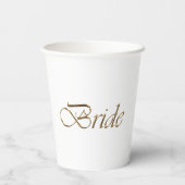 Bride White Gold-Drehbuch Kalligrafie elegant chic Pappbecher (Rückseite)