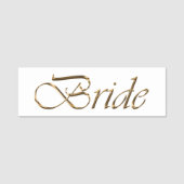 Bride white gold elegante Skriptkalligrafie chic Namensschild (Vorderseite)