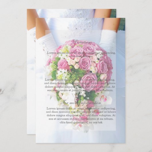 Bride White Lace Blume Bouquet Wedding Richtung Einladung (Vorne/Hinten)