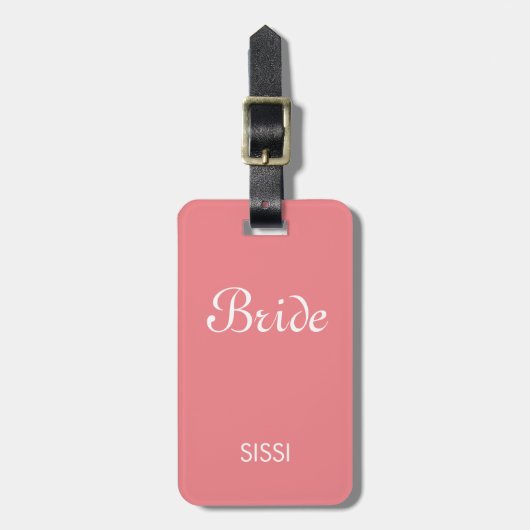 Bride White Script Hochzeitstag Gepäckanhänger (Vorderseite vertikal)