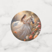 Bride & White-Stallion-Pferd Stehend auf einer Wie Konfetti (Klein Vorderseite)