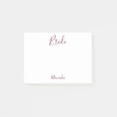 Bride White und Burgund Post-it Klebezettel (Vorderseite)