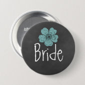 Bride Wild Aquamarine Rose Chalkboard Button (Vorne & Hinten)