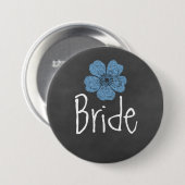 Bride Wild Blue Rose Chalkboard Button (Vorne & Hinten)