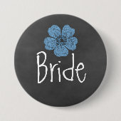 Bride Wild Blue Rose Chalkboard Button (Vorderseite)