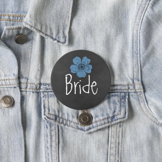 Bride Wild Blue Rose Chalkboard Button (Beispiel)