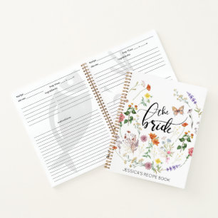 Bride Wild Blume Vintag Name Rezept Notebook Notizblock