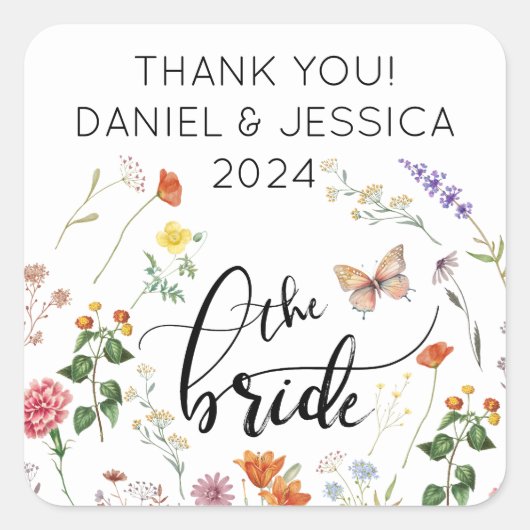 Bride Wild Blume Vintage Wedding Sticker (Vorderseite)