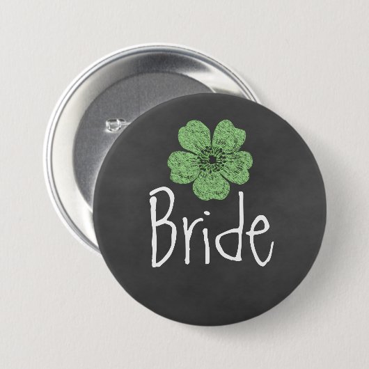 Bride Wild Green Rose Chalkboard Button (Vorne & Hinten)
