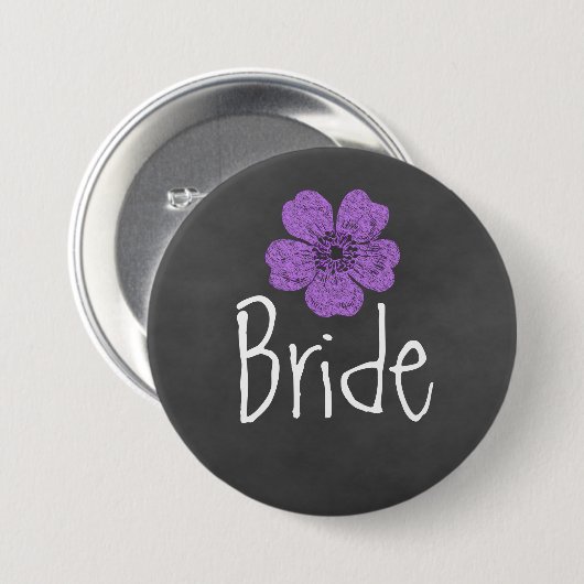 Bride Wild Lila Rose Chalkboard Button (Vorne & Hinten)