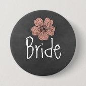 Bride Wild Peach Rose Chalkboard Button (Vorderseite)