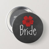 Bride Wild Rote Rosen Chalkboard Button (Vorne & Hinten)