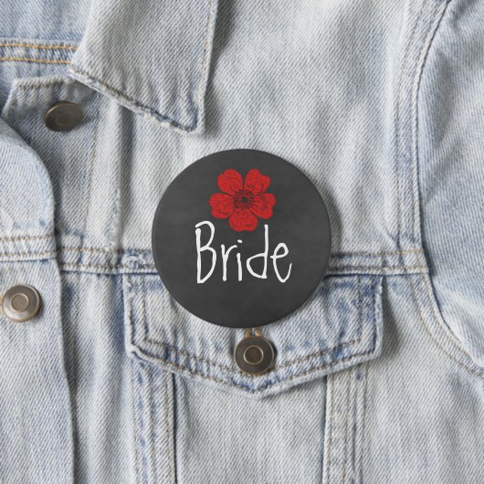 Bride Wild Rote Rosen Chalkboard Button (Beispiel)