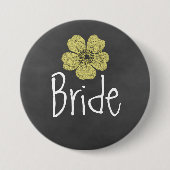 Bride Wild Yellow Roses Chalkboard Button (Vorderseite)