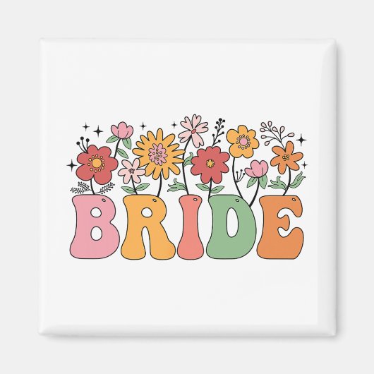 Bride Wildblume Floral Brautparty Wedding Bache Magnet (Vorne)