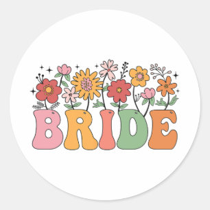 Bride Wildblume Floral Brautparty Wedding Bache Runder Aufkleber