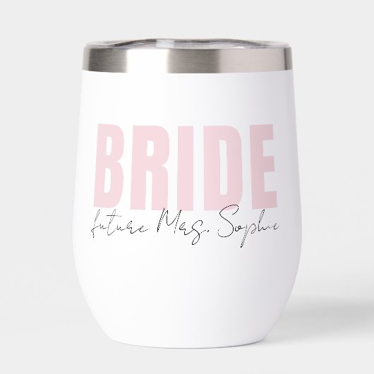 Bride Wine Tumbler | Personalisiert Future Frau Na (Rückseite)