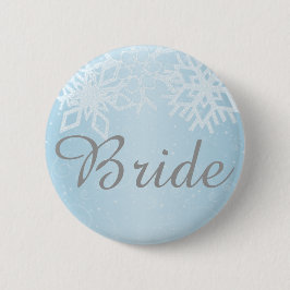 Bride Winter Snowflakes Button