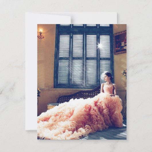 Bride Woman Model Wedding Dress Room Fenster Einladung (Rückseite)