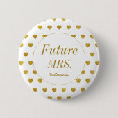 Bride Yellow White Future Frau Hearts Pattern Button (Vorderseite)