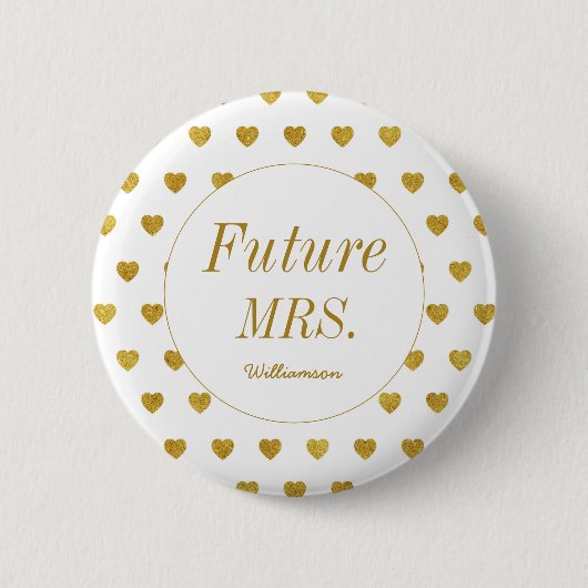 Bride Yellow White Future Frau Hearts Pattern Button (Vorderseite)