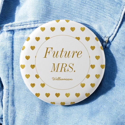 Bride Yellow White Future Frau Hearts Pattern Button