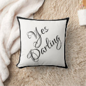 Bride Yes Darling Schwarz-weiß Script Chic Wedding Kissen (Decke)
