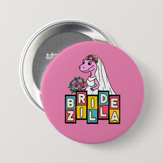 Bride Zilla Retro Button (Vorne & Hinten)
