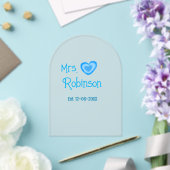 Bride zu Mrs. Name Datum blau Herz Wassercolo Acryleinladungen (Insitu (Hochzeit))
