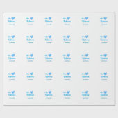 Bride zu Mrs. Name Datum blau Herz Wassercolo Geschenkpapier (Flach)